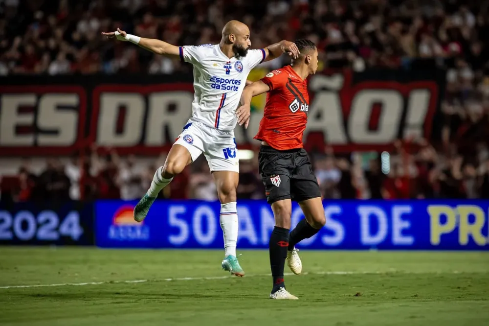 Bahia marca aos 53 minutos do 2º tempo e evita derrota para o Atlético-GO no Brasileirão