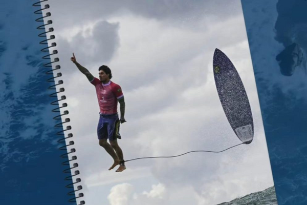 Tilibra anuncia caderno com foto de Gabriel Medina na capa: ‘Podem comemorar, é real’