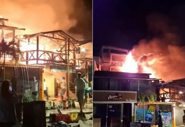 Incêndio de grande proporção destrói comércios em Morro de São Paulo