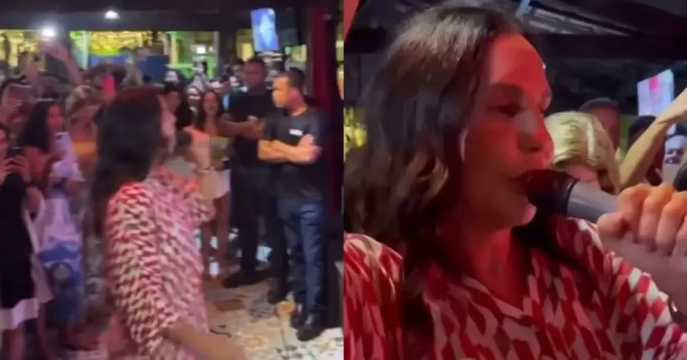 Ivete Sangalo faz apresentação surpresa no Souza Bar em Praia do Forte