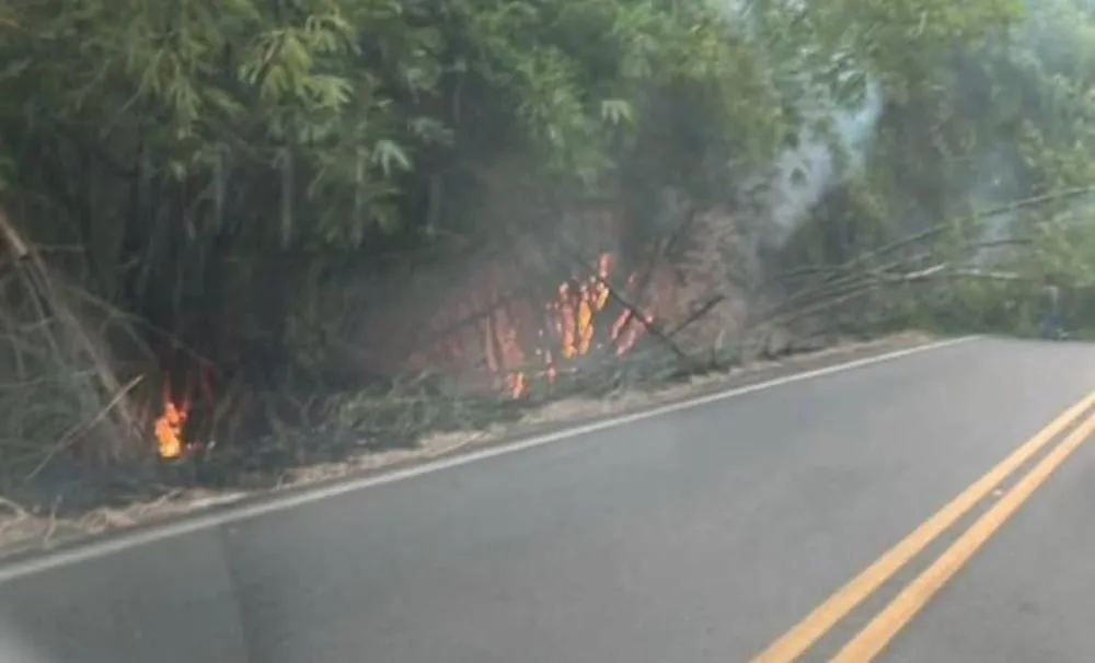 Incêndio atinge vegetação na Cascalheira; trânsito fica congestionado