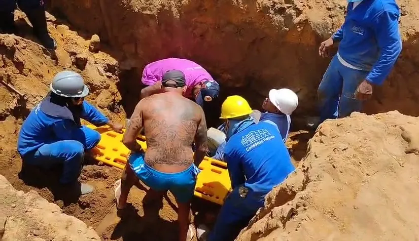 Dois trabalhadores são soterrados durante obra em Pojuca; veja o resgate