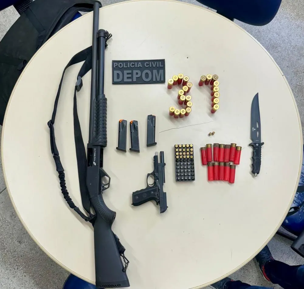 Polícia apreende armas e munições de acusado de violência doméstica em São Sebastião do Passé