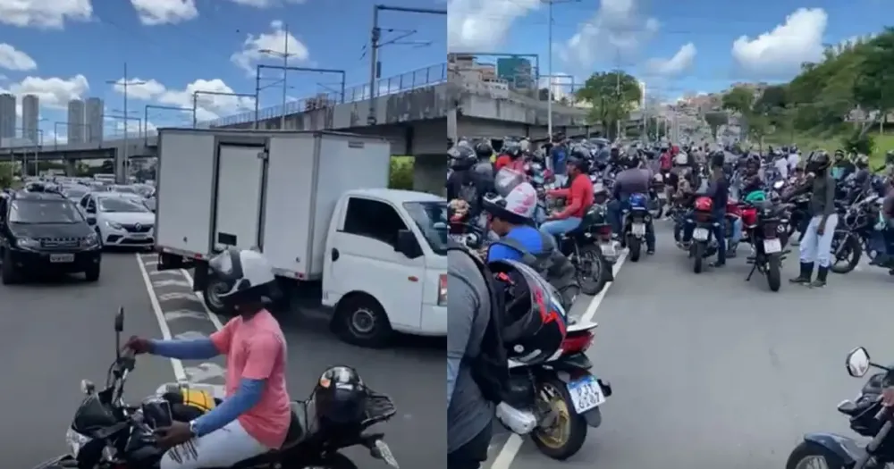  Motociclistas realizam protesto e geram congestionamento na Ligação Iguatemi-Paralela