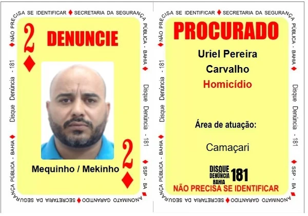 SSP inclui foragidos ligados ao tráfico e homicídios em Camaçari no Baralho do Crime