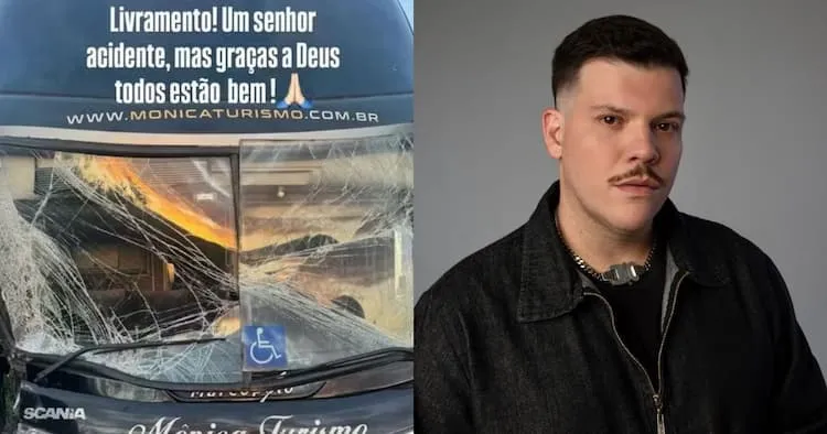 Ônibus do cantor Ferrugem se envolve em acidente na BR-290 após show no RS