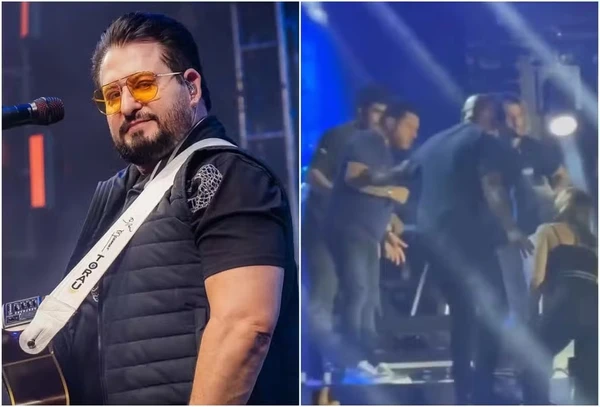Cantor da dupla Bruno e Marrone cai de palco durante show e preocupa fãs