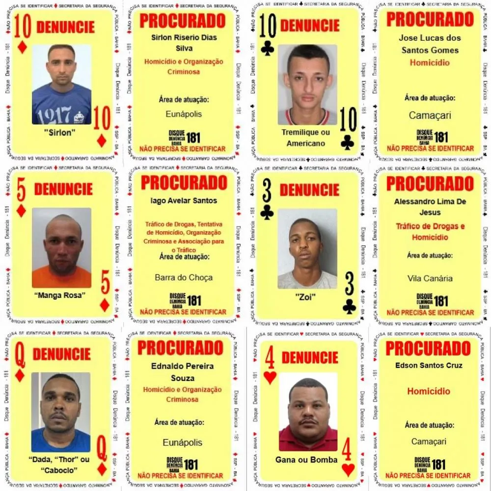 Seis criminosos são inseridos no Baralho do Crime da Segurança Pública