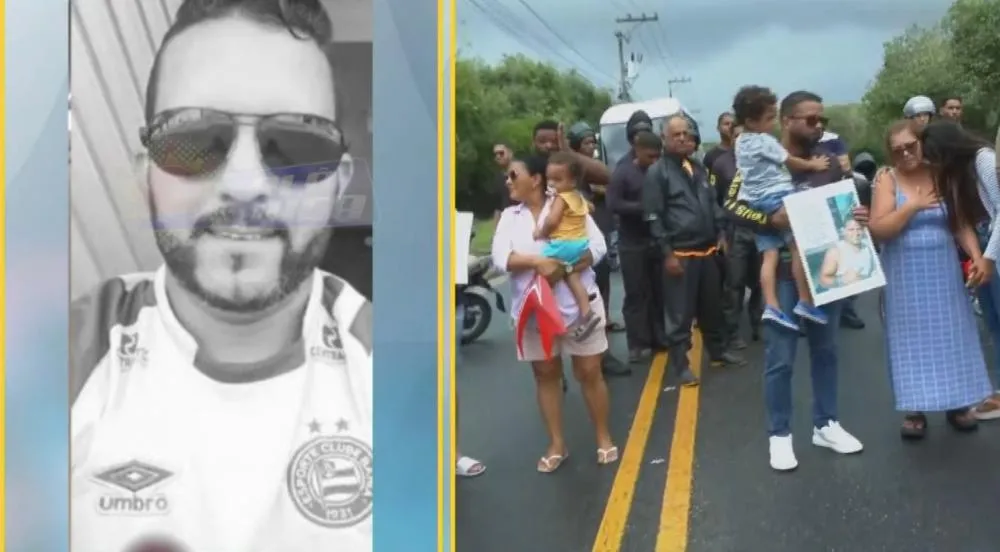 Familiares e amigos protestam contra a morte do entregador Jonatas, atropelado no último sábado