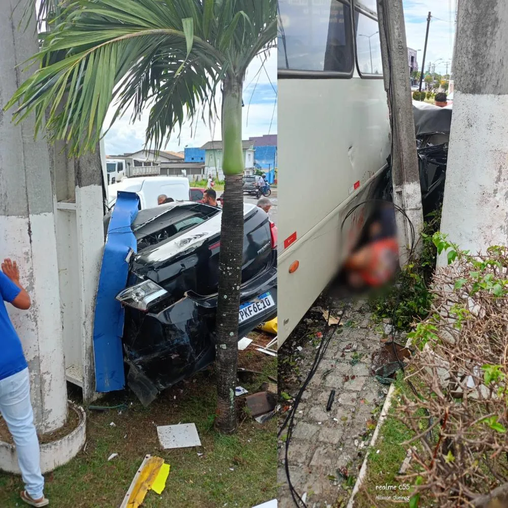 Grave acidente em Arembepe deixa um morto após colisão entre carro e ônibus