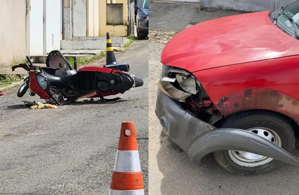 Motociclista fica gravemente ferido em acidente no centro de Pojuca