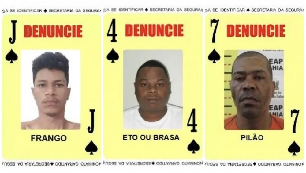 Disque Denúncia atualiza naipe de espadas do Baralho do Crime com três novas cartas