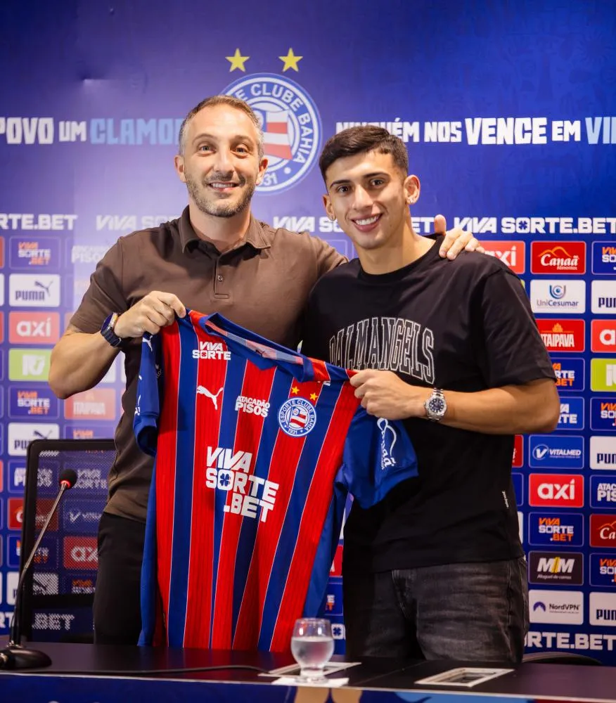 Bahia apresenta atacante argentino Mateo Sanabria: “Vou dar o meu melhor pelo clube”