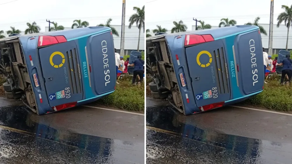 Ônibus tomba e deixa passageiros feridos em Feira de Santana