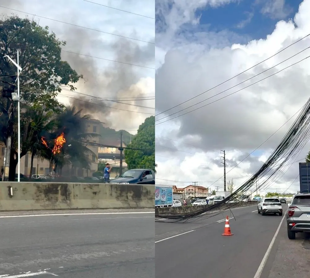 Fiação despenca sobre a pista e trava a CIA-Aeroporto em horário de pico