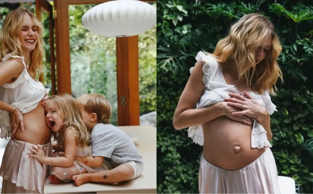 Isabella Scherer anuncia segunda gravidez em ensaio com marido e filhos