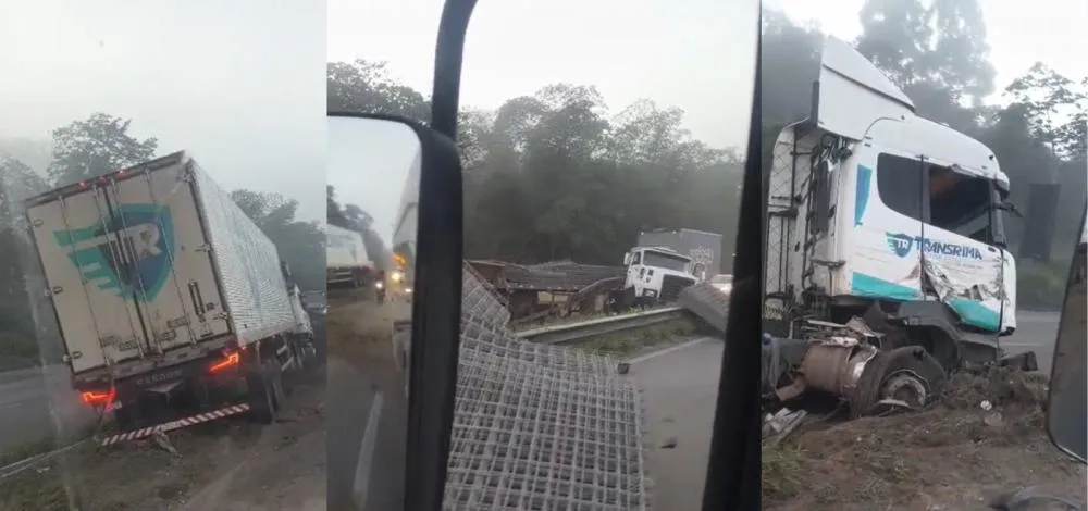 Acidente entre carretas provoca congestionamento na BR-324 entre Feira de Santana e Salvador