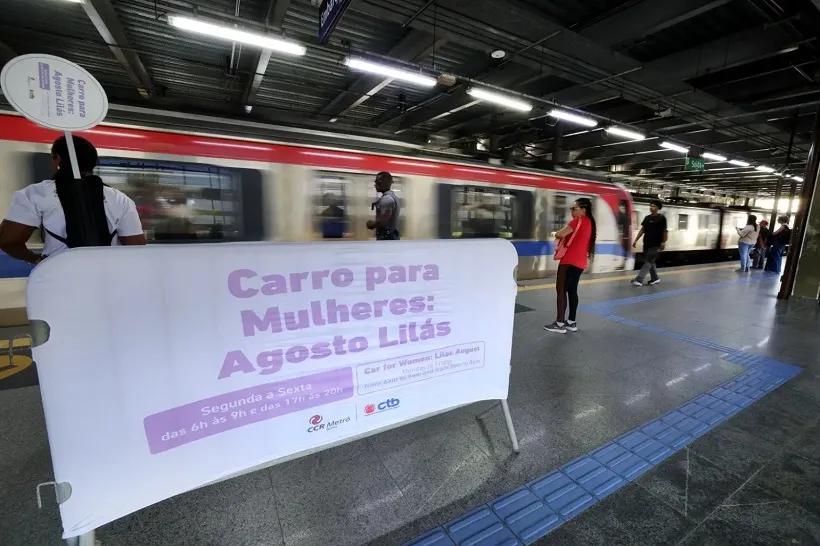 Metrô de Salvador terá vagão exclusivo para mulheres durante o Agosto Lilás
