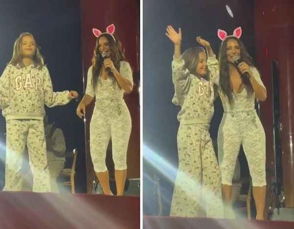 Filha de Ivete Sangalo sobe ao palco e samba com a mãe em show em São Paulo